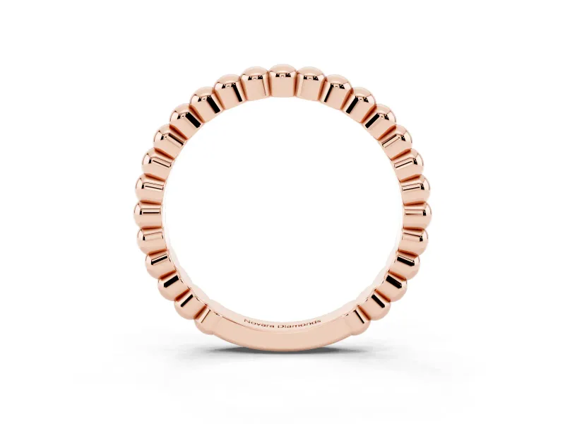 Slim Beaded Wedding Band | Polished Metal Beads | Rose Gold