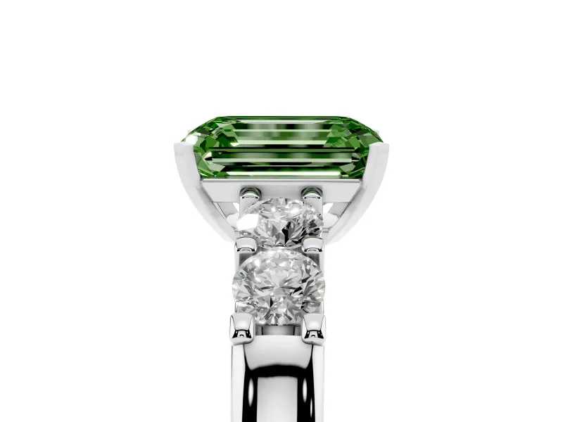 Emerald Cut Five Stone Engagement Ring Setting for a Fancy Green Lab-Grown Diamond | Platinum