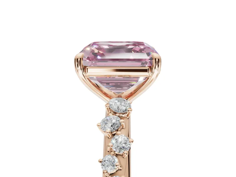 Asscher Cut Graduated Solitaire Engagement Ring Setting for a Fancy Pink Lab-Grown Diamond | Rose Gold