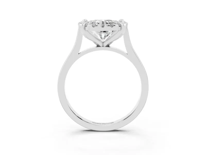 Round Claw Corner Halo Engagement Ring Setting | Slim Plain Band | Sterling Silver