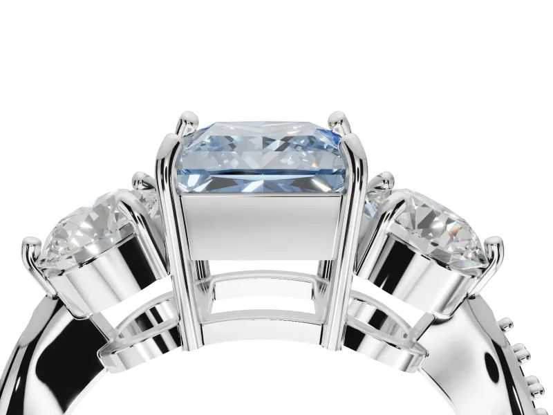 Princess Cut Engagement Ring Setting for a Fancy Blue Lab-Grown Diamond | Sterling Silver - Design NV-24901