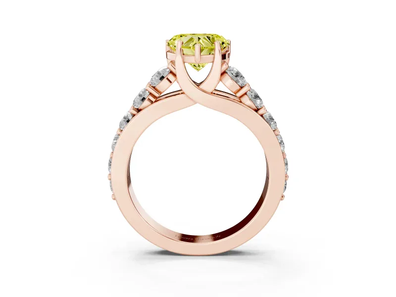 Heart-Shaped Engagement Ring Setting for a Fancy Yellow Lab-Grown Diamond | Rose Gold - Design NV-24645
