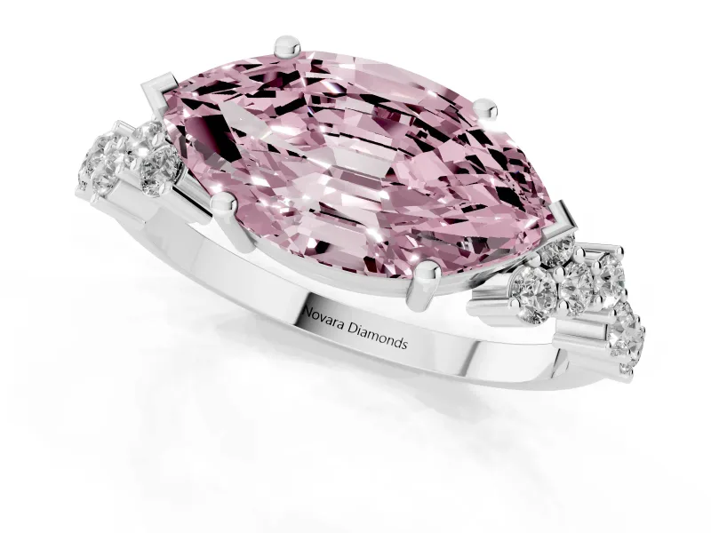 Marquise Scattered Accent Engagement Ring Setting for a Fancy Pink Lab-Grown Diamond | Platinum