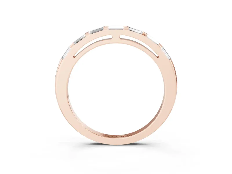 Baguette Diamond Continuous Channel Eternity Band Set in Rose gold with Polished Walls