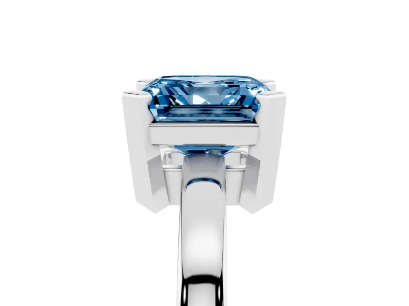 Asscher Cut Solitaire Engagement Ring Setting for a Fancy Blue Lab-Grown Diamond | Flat Tab Prongs | Platinum
