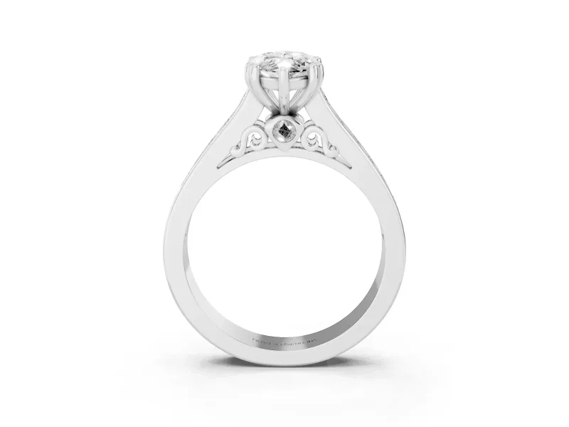 Marquise Cathedral Channel Set Engagement Ring Setting | Double Claw Prongs | White Gold