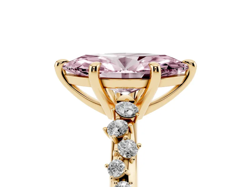 Marquise Graduated Accent Engagement Ring Setting for a Fancy Pink Lab-Grown Diamond | Yellow Gold