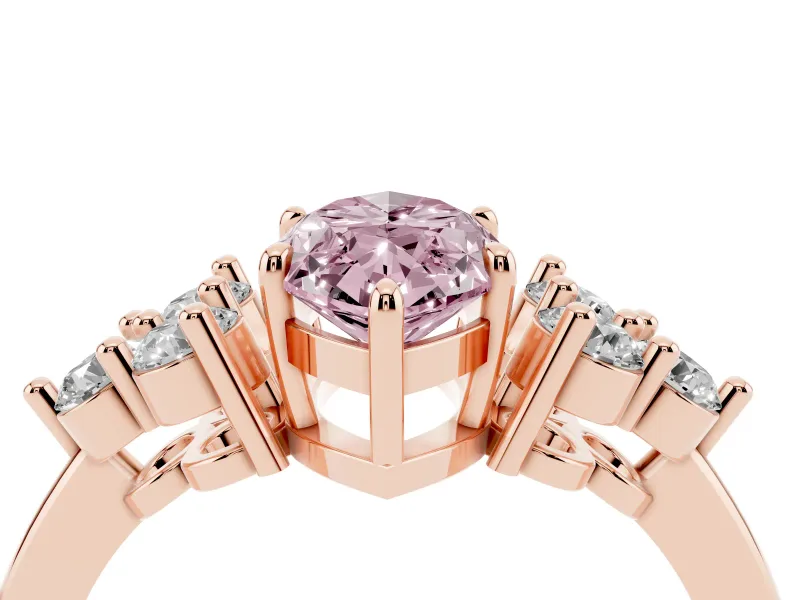 Marquise Cluster Side Stone Engagement Ring Setting for a Fancy Pink Lab-Grown Diamond | Rose Gold