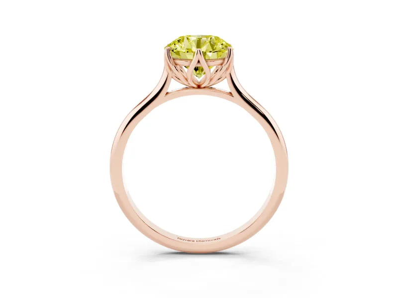 Round Cathedral Solitaire Engagement Ring Setting for a Fancy Yellow Lab-Grown Diamond | Tulip Gallery | Rose Gold