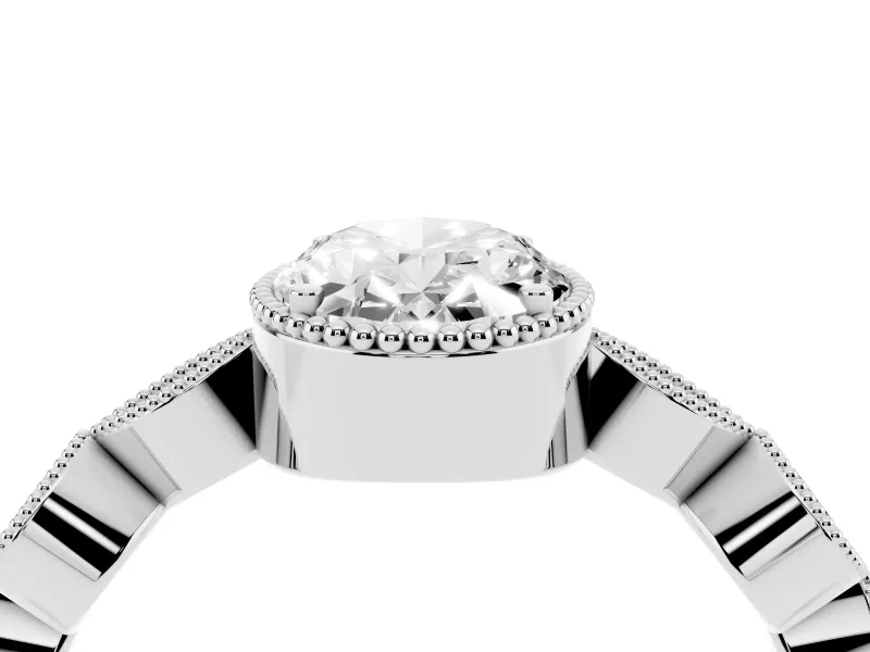 Oval Vintage Milgrain Engagement Ring Setting | Marquise and Square Stations | Platinum