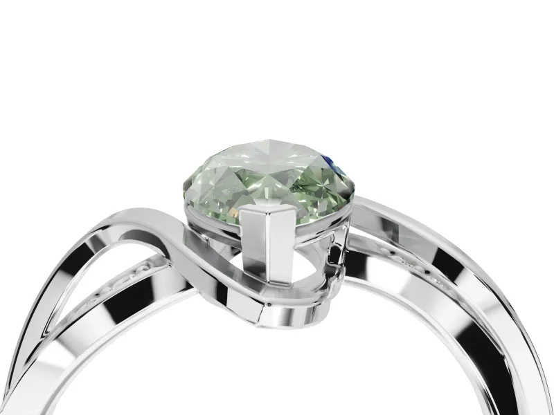 Marquise Bypass Solitaire Engagement Ring Setting for a Fancy Green Lab-Grown Diamond | Pavé Strands | Platinum