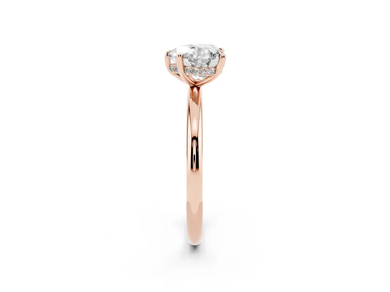 Heart Cut Diamond Solitaire Ring Set in Rose gold with Thin Band and Prong Setting