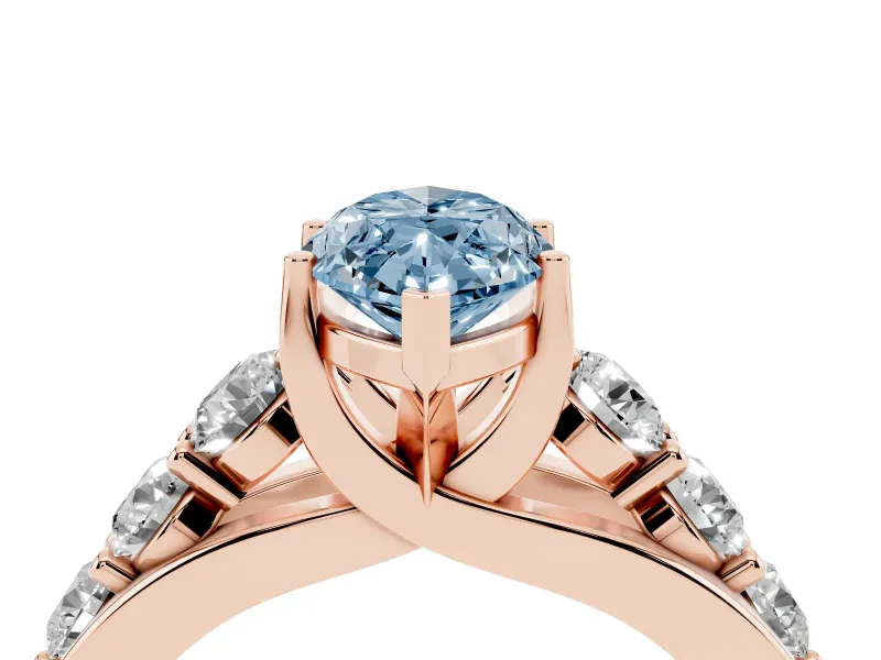 Marquise Graduated Engagement Ring Setting for a Fancy Blue Lab-Grown Diamond | Rose Gold