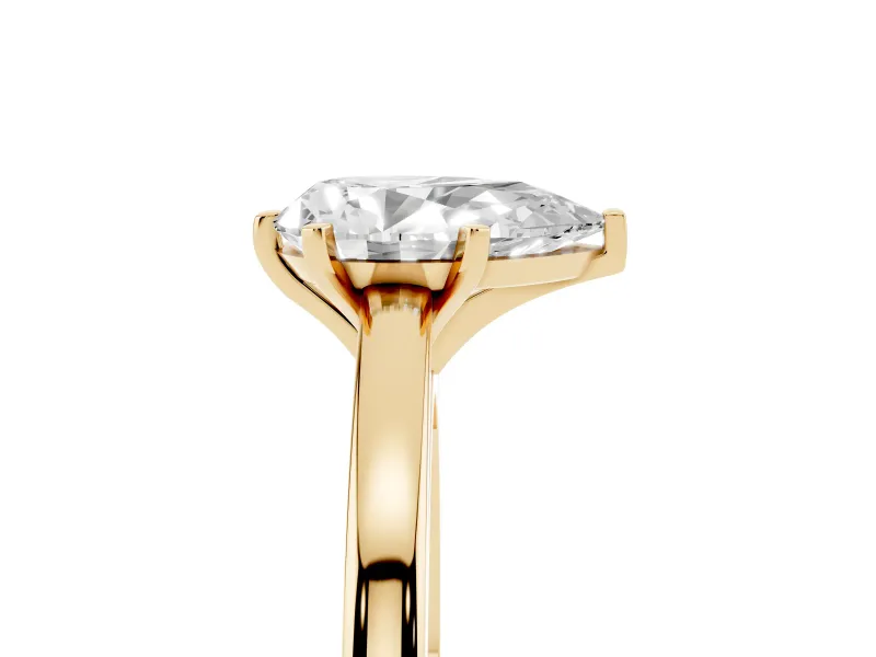 Pear-Shaped Solitaire Engagement Ring Setting | Basket Rail | Yellow Gold