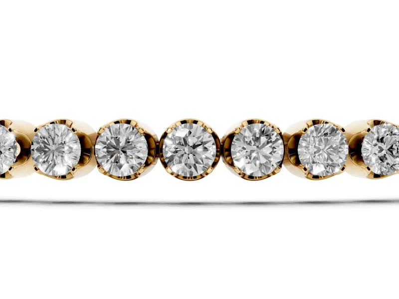 Round Lab-Grown Diamond Slim Tennis Bracelet | Cup Settings | Yellow Gold