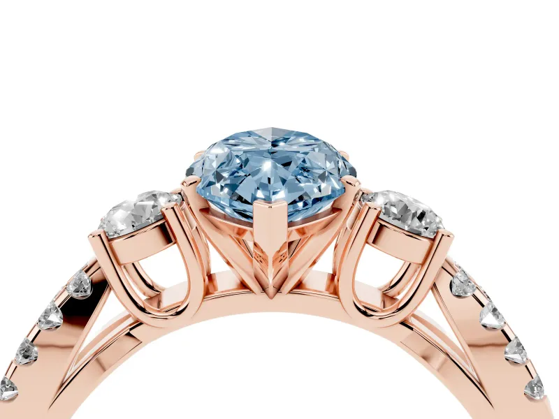 Marquise Three Stone Engagement Ring Setting for a Fancy Blue Lab-Grown Diamond | Rose Gold