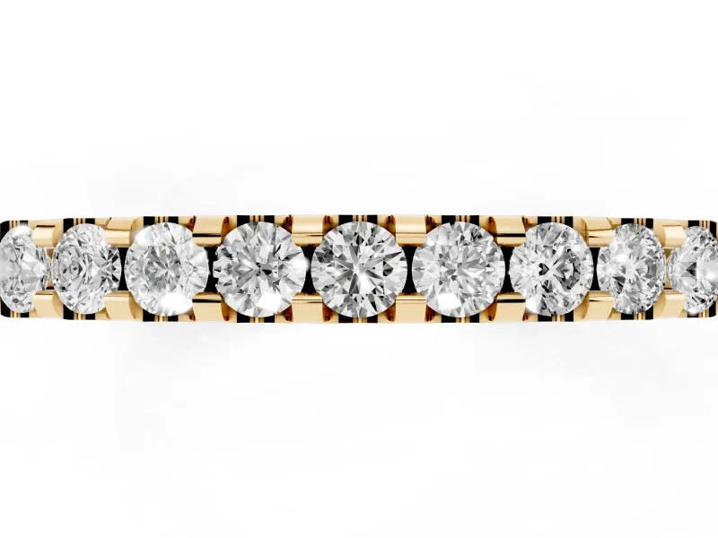 Round Lab-Grown Diamond Scalloped Pavé Half Eternity Band | U-Cut Sides | Yellow Gold