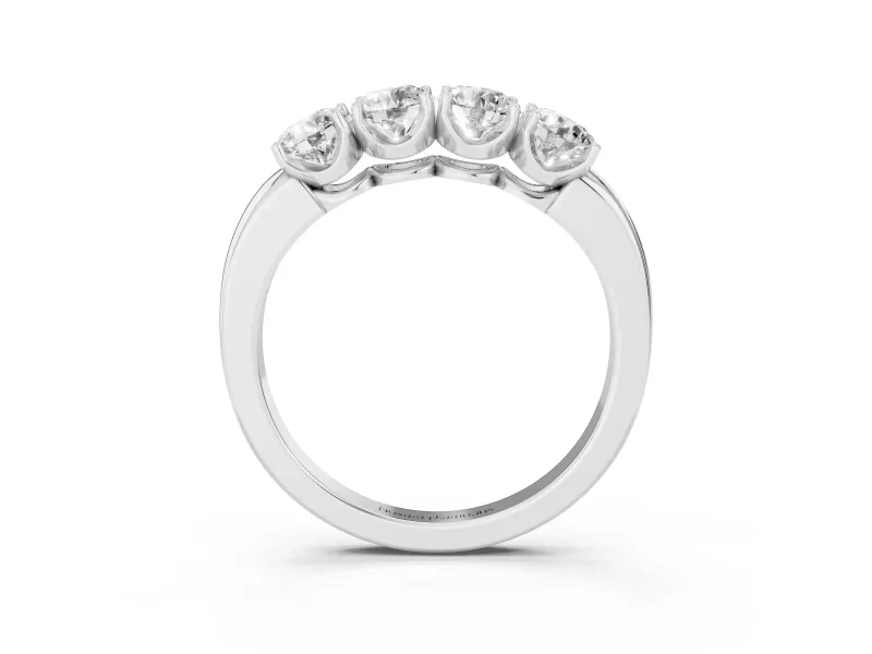 Four-Stone Round Diamond Band Set in White gold with Prong Setting