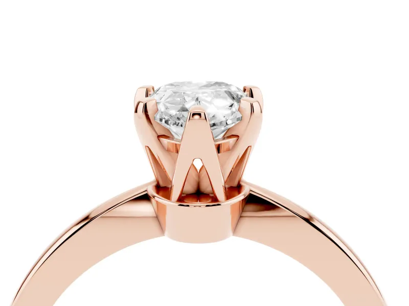 Pear-Shaped Tapered Solitaire Engagement Ring Setting | Claw Prong Head | Rose Gold
