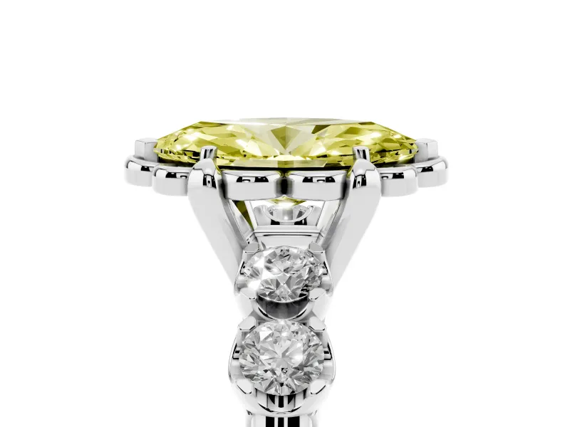 Marquise Floral Engagement Ring Setting for a Fancy Yellow Lab-Grown Diamond | Petal Frame | Sterling Silver