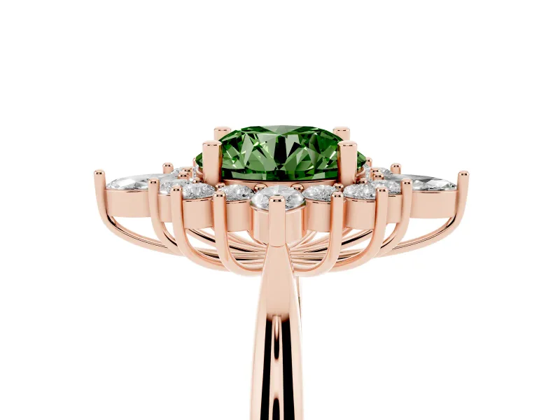 Round Engagement Ring Setting for a Fancy Green Lab-Grown Diamond | Rose Gold - Design NV-24790