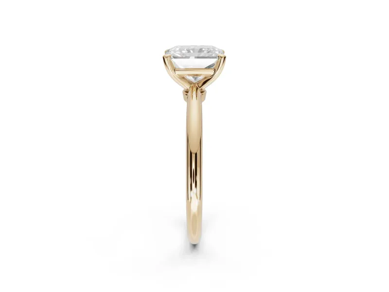 Radiant Cut Solitaire Engagement Ring Setting | Tapered Plain Band | Yellow Gold