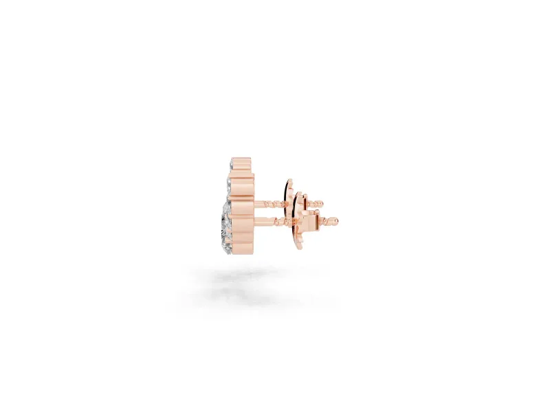 Round and Heart Lab-Grown Diamond Graduated Ear Climbers | Petite Curve | Rose Gold