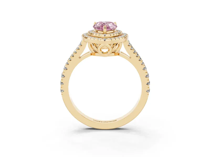 Pear-Shaped Halo Engagement Ring Setting for a Fancy Pink Lab-Grown Diamond | Yellow Gold - Design NV-24799