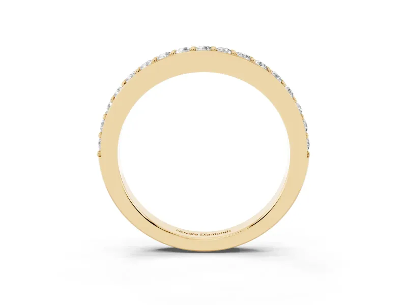 Round Diamond Curved Eternity Band Set in Yellow gold with Pavé Prong Setting