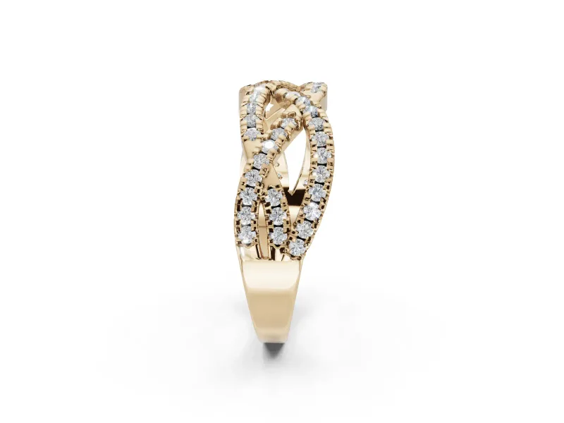 Round Lab-Grown Diamond Braided Pavé Wedding Band | Open Braid | Yellow Gold