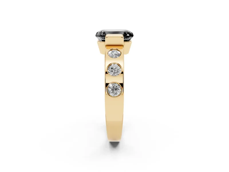 Emerald Cut Tension Style Engagement Ring Setting for a Black Center | Yellow Gold