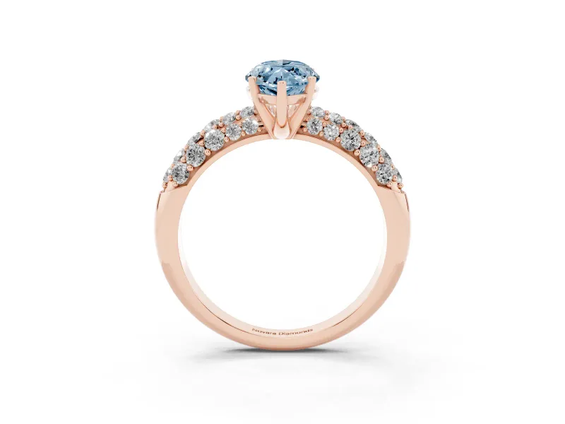 Marquise Multi Row Pave Engagement Ring Setting for a Fancy Blue Lab-Grown Diamond | Rose Gold