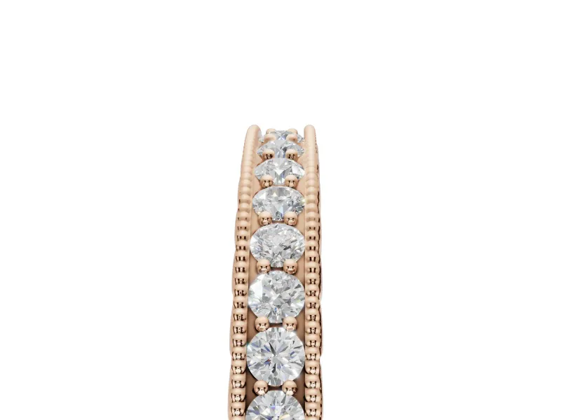 Round Lab-Grown Diamond Milgrain Channel Set Wedding Band | Fluted Gallery | Rose Gold