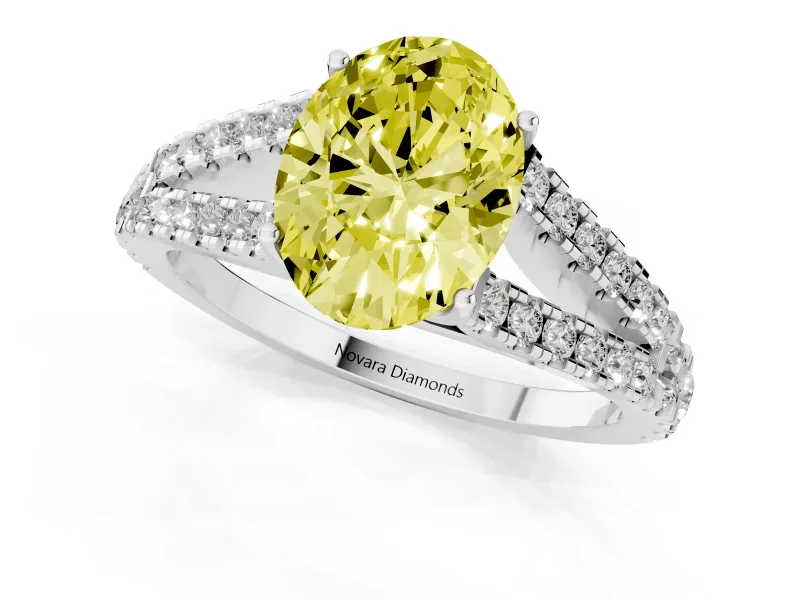 Oval Graduated Split Shank Engagement Ring Setting for a Fancy Yellow Lab-Grown Diamond | Sterling Silver