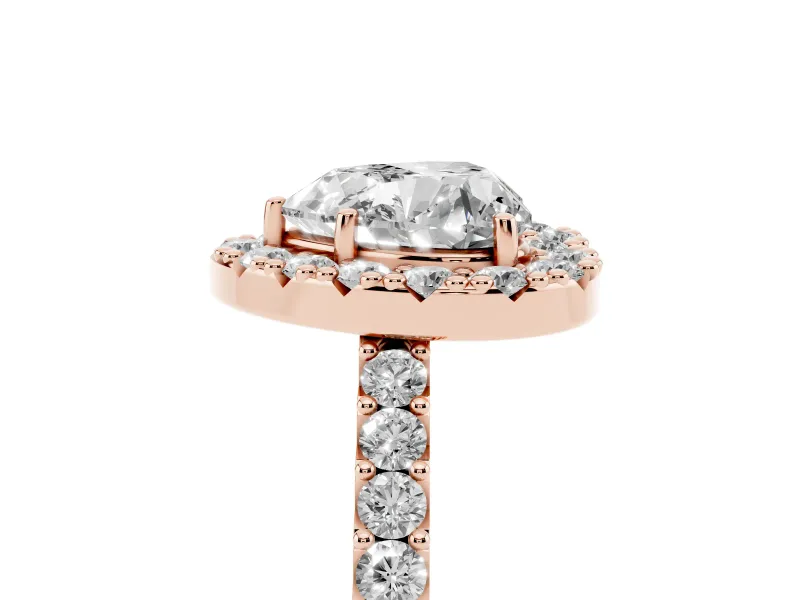 Heart-Shaped Halo Engagement Ring Setting | Single Row Pavé Band | Rose Gold