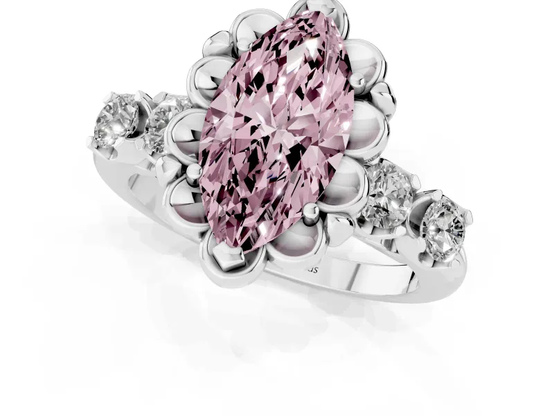 Marquise Floral Engagement Ring Setting for a Fancy Pink Lab-Grown Diamond | Petal Frame | Platinum