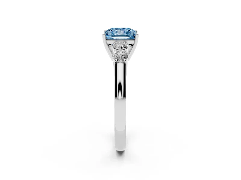 Princess Cut 5 Stone Engagement Ring Setting for a Fancy Blue Lab-Grown Diamond | Platinum