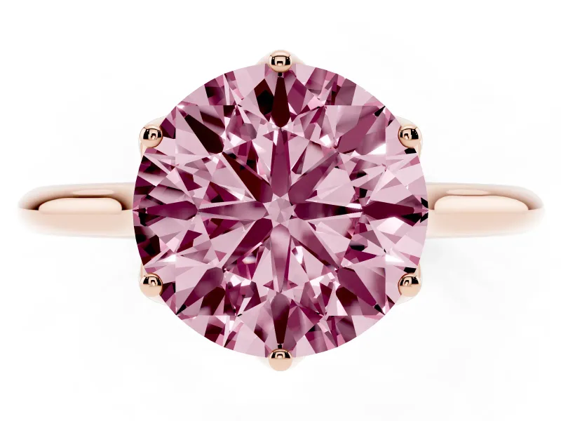 Round Cathedral Solitaire Engagement Ring Setting for a Fancy Pink Lab-Grown Diamond | Tulip Gallery | Rose Gold