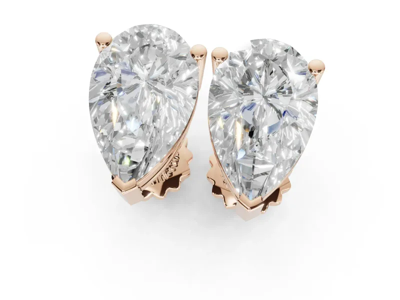 Marquise Lab-Grown Diamond Solitaire Basket Stud Earrings | Open Gallery | Rose Gold