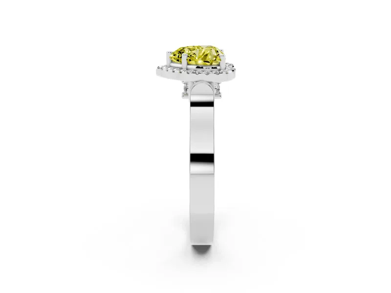 Heart-Shaped Pave Halo Engagement Ring Setting for a Fancy Yellow Lab-Grown Diamond | Sterling Silver