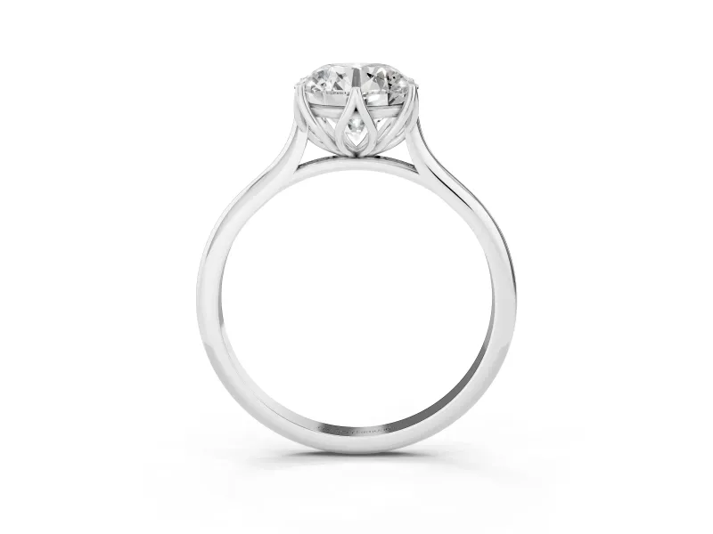 Round Cathedral Solitaire Engagement Ring Setting | Tulip Gallery | White Gold