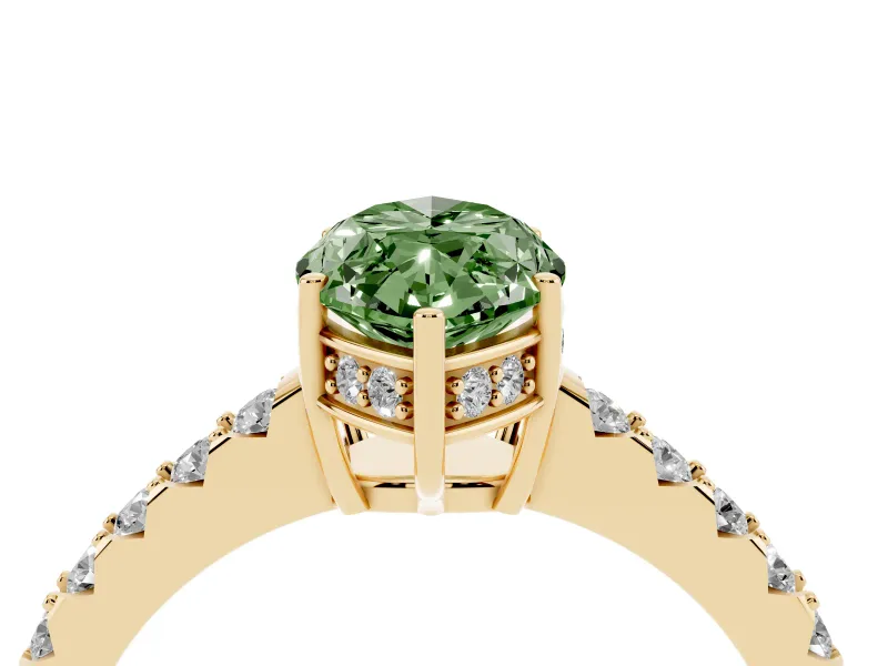 Marquise Engagement Ring Setting for a Fancy Green Lab-Grown Diamond | Yellow Gold - Design NV-24649