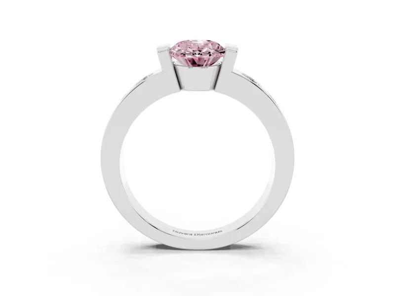 Oval Tension Style Engagement Ring Setting for a Fancy Pink Lab-Grown Diamond | White Gold