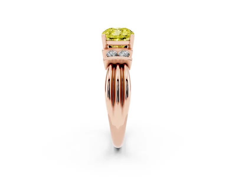 Cushion Cut Bar-Set Engagement Ring Setting for a Fancy Yellow Lab-Grown Diamond | Rose Gold
