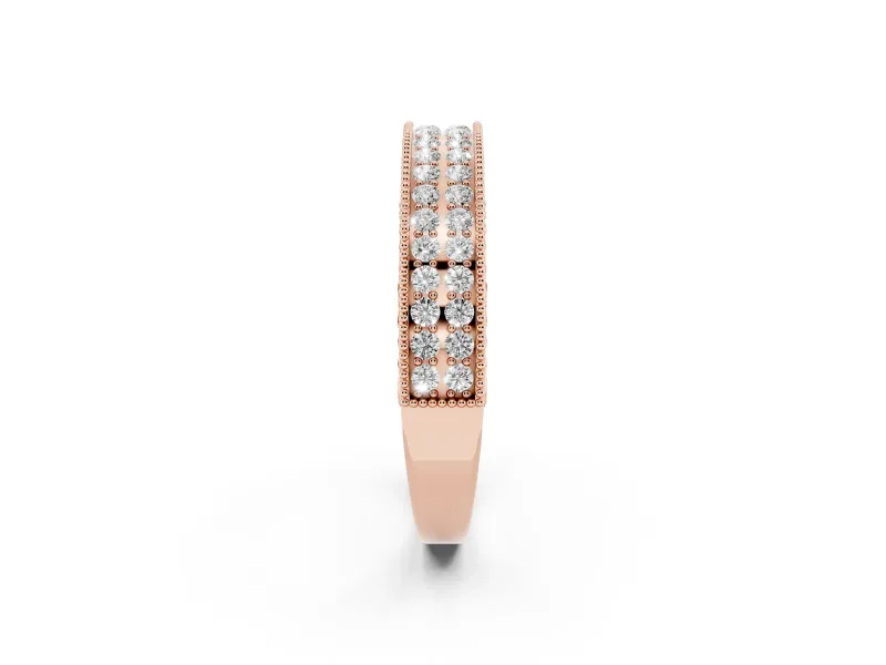 Round Diamond Pavé Eternity Band Set in Rose gold with Milgrain Edge