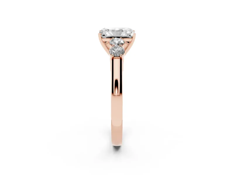 Radiant Cut Close Set Five Stone Engagement Ring Setting | Rose Gold