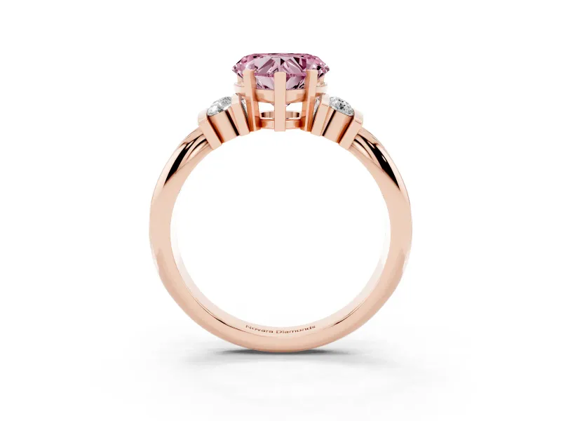 Heart-Shaped Bar-Set Engagement Ring Setting for a Fancy Pink Lab-Grown Diamond | Rose Gold