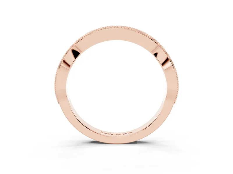 Round Lab-Grown Diamond Milgrain Channel Set Contour Wedding Band | Smooth Top | Rose Gold