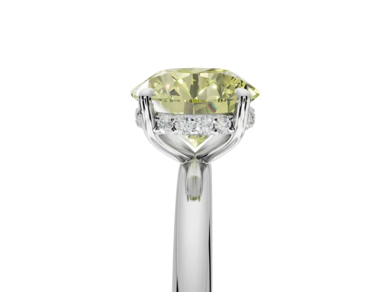 Round Hidden Halo Ring Setting for a Fancy Yellow Lab-Grown Diamond | White Gold