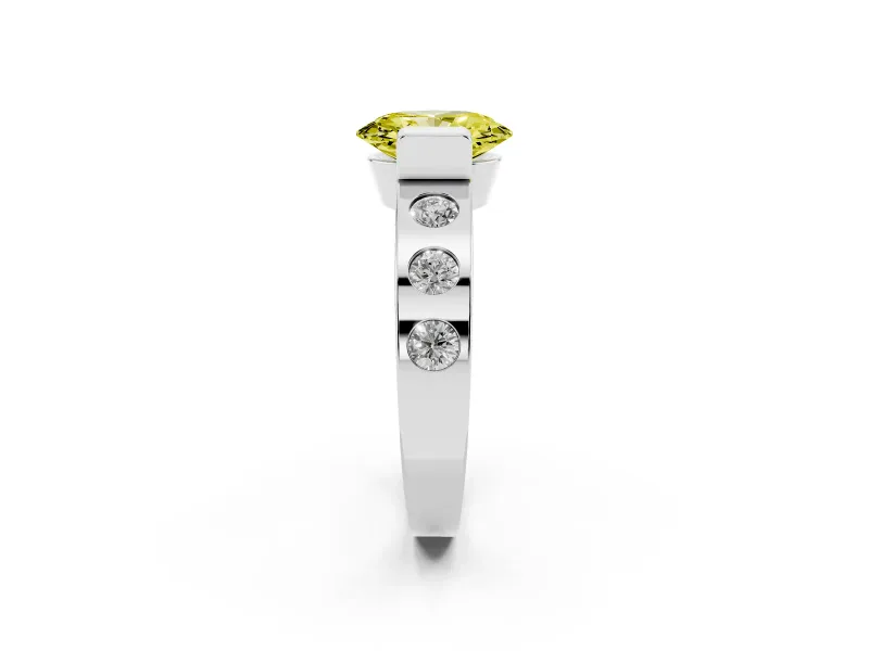 Oval Tension Style Engagement Ring Setting for a Fancy Yellow Lab-Grown Diamond | White Gold